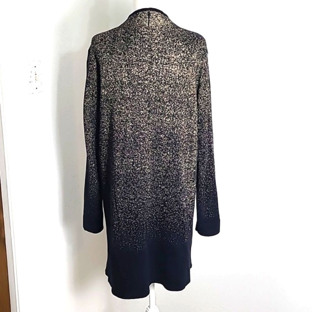 Rafaella Black & Metallic Gold Long Cardigan, Size Large - Picture 7 of 9
